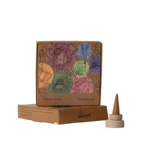 AMAYAH Luxury Organic Incense Cones | Nagchampa Incense Cones (100% Herbal & Charcoal Free) | Organic & Natural Dhoop Cones for Pooja | 30 Incense Cones + Holder