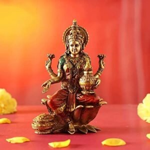 CraftVatika Lakshmi Devi Idol Statue for Home Puja Goddess Laxmi Idols Showpiece for Temple Pooja Room Diwali Decoration Gifts for Family Friends Corporate Client Mother Father