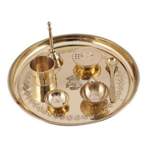 Mkd2 Rise Pure Brass Pooja Thali Set I Puja Thali Set for Festival