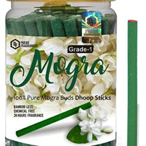 Parag Fragrances Mogra Dhoop Sticks/Dhoop Batti Grade-1 Jar (Pack of 1 x 200Gm) Long Lasting Perfume for 24 Hours Home Fragrance/Meditation/Dhoop for Pooja/Free Dhoop Holder Inside