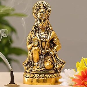 BrassDaddy Metal Hanuman ji Murti/Bajrangbali Murti Idol Decorative Showpiece - 16.5 cm (Metal