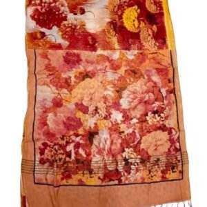 BHAGALPURI HANDLOOM PURE KOTA SILK MADHUBANI PRINTED DESIGN SAREE WITH CONTRAST BLOUSE PIECE. (ORANGE)