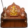 Gojeeva Wood Hand Crafted Om Pattern Home Temple for Puja Temple for Home and Office l Puja Mandir l Wooden Mandir l Puja Shelve (Brown-1) (Pack of 1)