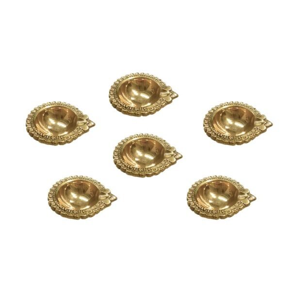 Shubhkart Nitya Brass Dhan Kuber Diya for Daily Puja & Festival Time (Pack of 6) Traditional Kuber Deepak for Home