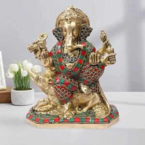 Kartique Brass Ganesha Idol on Rat