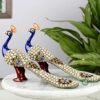 Shri Handicrafts- Metal Stone Work Peacock Statue Showpiece Decorative Figurine for Home Living Room & Office (Set of 2)