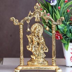 KridayKraft Metal Radha Krishna Statue Gold Plated Decor Your Home