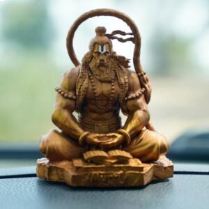 DIGITAL COMM Gold Hanuman Ji Murti Lord Bajrangbali Dhyan Mudra Meditation for Home Car Dashboard Decorative Showpiece - 11 cm (Resin