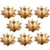 Collectible India Set of 8 Brass Diya for Puja Oil Lamp Lotus Shape - Deepak for Pooja Diwali Decoration Items - Diwali Gift - Return Gift