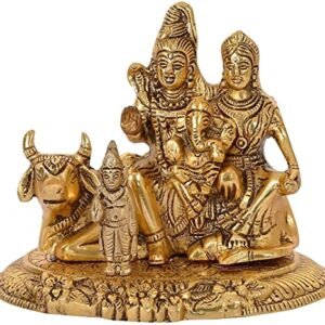 LABHCART Metal Shiv Parivar Murti Metal Shiva Parvati Ganesh Idol Shiv Parivar Murti Statue Shiva Idols Family Sitting On Nandi Showpiece Figurine shivling for Home puja