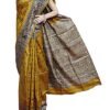 Triveni Handloom Tussar Ghicha Hand Madhubani Printed Pure Silk Saree (Gold_Color)