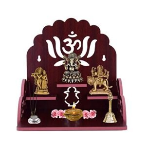 Lyrics Creation Handmade Beautiful Wooden Puja Temple Wall Hanging and Table Top Mandir Home Decor (Dark Brown 1)