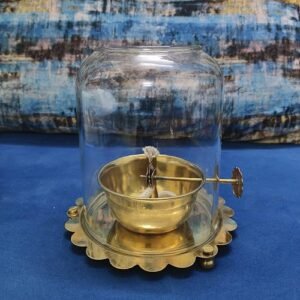 D&M Brass Akhand Jyot Diya with Adjustable Batti - Big Size (250ml Capacity)