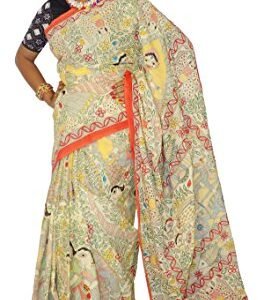 Kheyali Boutique Cotton Madhubani Print multicolored Saree For Women's