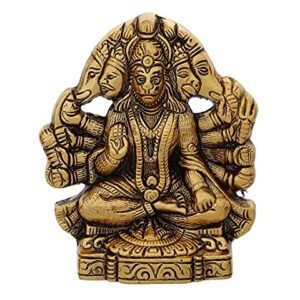 Chhariya Crafts Metal Panchmukhi Hanuman ji Murti Bajrangbali Idol Door Entrance Statue for Home Decor Gifting Protection from Evil Eye Decorative Showpiece - 16 cm (Metal