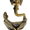 athizay Brass Metal Sitting Ganesha Antique Gold Finish Virgin Brass Statue for Home and Table Decor