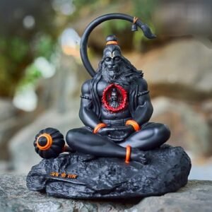 Blessing BUDDHA Lord Hanuman Idol Ram Lalla in Heart Small Bajrangbali Statue for Car Dashboard