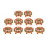 Handicrafts Paradise Marble Octagonal Puja Chowki Painted with Peacock Design-Set of 10 Pieces