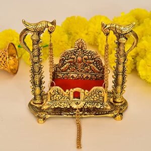 Nirmal Handicraft Gold Metal Handicraft Pooja Jhula | Swing| Palana | Nand Gopal Palana | Hindola for Ladoo Gopal