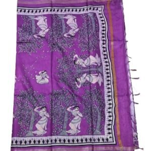 Taskeen Women's MADHUBANI Bhagalpuri Silk saree [SUKSJASROS 6] Printed mergenta