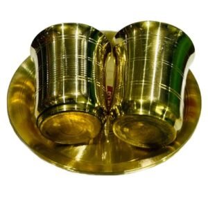 Bhabani Antique Shops Elegant Devotion Glass Puja Thali Collection 2Pcs Thali