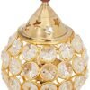 Amazon Brand - Solimo Brass Akhand Diya for Puja - Crystal Oil Lamp for Home décor (Oval Shaped)