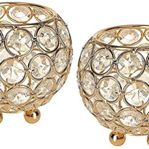 CentraLit Decoartive Tea Light Crsytal Candle Holder - Pooja Diya Decoration Items Home Diwali Brass Puja Item - Diwali Gift Lantern (Pack of 2)