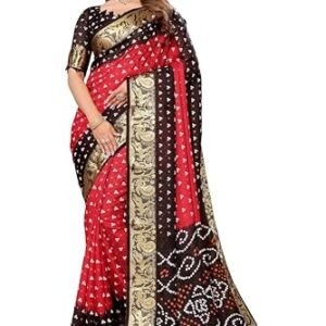 HEMA SILK MILLS Cotton Silk Bandhani Printed Festive Saree with Un-stitched Blouse Piece for Women