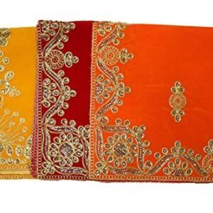 Reliable Velvet Embroidered Pooja Assan/Ganpati Rumal Velvet Pooja Cloth Puja Assan/Puja Chowki Assan Puja Altar Cloth for Multipurpose use for Home Mandir Size- 18 * 18 Inch Pack of 3 Piece