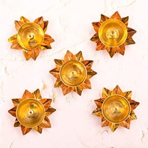 archies Diwali Gifts Diyas Diya Lotus Shape Brass Metal Diyas Tea Light Akhand Light Lamp for Gift Pooja Diya for House