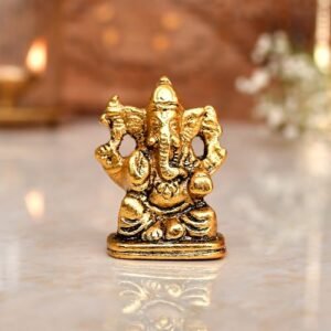 CraftVatika Metal Ganesh Idol for Diwali Decoration Item - Ganesha for Car Dashboard Small Ganpati Statue Figurine Murti for Home Office