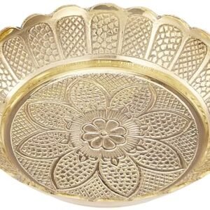 Amazon Brand - Solimo Puja Round Thali/Bhog Thali for Worship