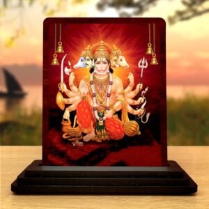 Plan To Gift Panchmukhi Hanuman Wooden Idol - Glossy Finish/Size 5x4 in - Showpiece for Car Dashboard Figurine for Home Temple