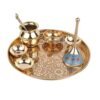 karigar creations Brass Pooja Items Pooja Thali Set of 8 Pieces Traditional Pital Pooja Articles for Rituals and Ceremonies 9 inch thali