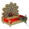 SIXFIRE Handicraft Wooden Fantasy Laddu Gopal Meenakari Singhasan For Pooja Mandir