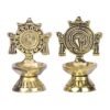 Bhimonee Decor Pure Brass shanku Chakra Table Diya|Deep|Deepak for Pooja|Puja|Mandir| Diwali Festival Decoration||Pair||