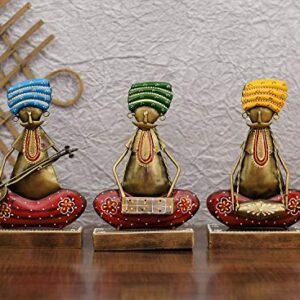 Collectible India Metal Rajasthani Handicraft Playing Musical Instruments Home Decor Art Sculpture Wrought Iron Modern Arts Office Restaurant Decoration | Garden Decoration Items | Outdoor Decoration Items.