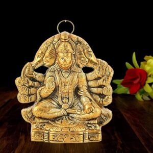 Kitlyn Metal Panchmukhi Hanuman ji Murti / 5 Mukhi Hanuman Avatar/Panchmukhi Hanuman ji Wall Hanging Door Entrance 5 inches