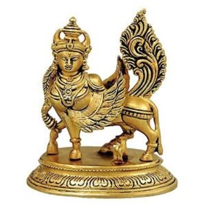 P.J.Handicrafts™ Brass Idol of Holy Kamdhenu Cow Nandi with Calf Murti for Blessings at Home & Office