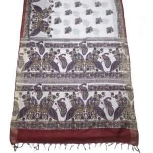 Kota silk madhubani printed design saree with running blouse piece