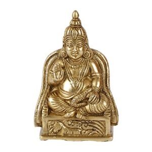 Kartique Brass Kuber Murti Lord of Treasure Wealth Maharaj Kuber Statue for Tijori Locker Money Safe Kubera Idol for Maha Dosh Nivaran Prosperity Home Decor Gold Color Height 4.5 Inch