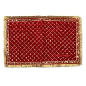 Vedic Vaani Pooja Aasan/Asan for Puja and Mandir Puja Altar Cloth Embroidered Velvet Pooja Chowki Assan Mat for Mandir