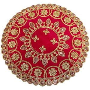 Reliable Pooja Chowki Fabric Assan/Puja Assan (Pink